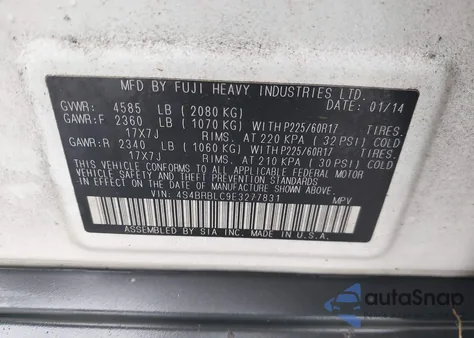 2014 Subaru Outback 2.5I Limited from USA, damaged, VIN 4S4BRBLC9E3277831